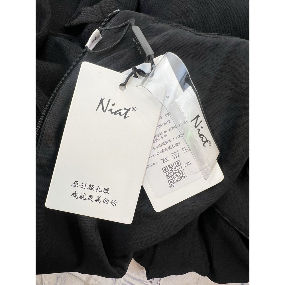 NIAT jeweled button whitchycore whimsigoth fit flair black mini dress sz M nwt - Picture 8 of 8
